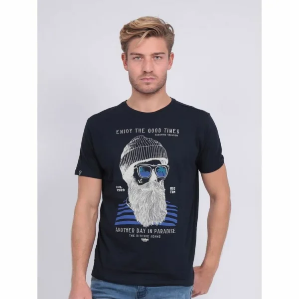 Grosses soldes ⭐ Ritchie T-shirt Col Rond Pur Coton Nobelix 🥰 boutiqued pas cher 1