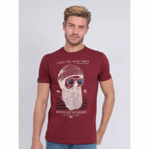 Grosses soldes ⭐ Ritchie T-shirt Col Rond Pur Coton Nobelix 🥰 boutiqued pas cher 5