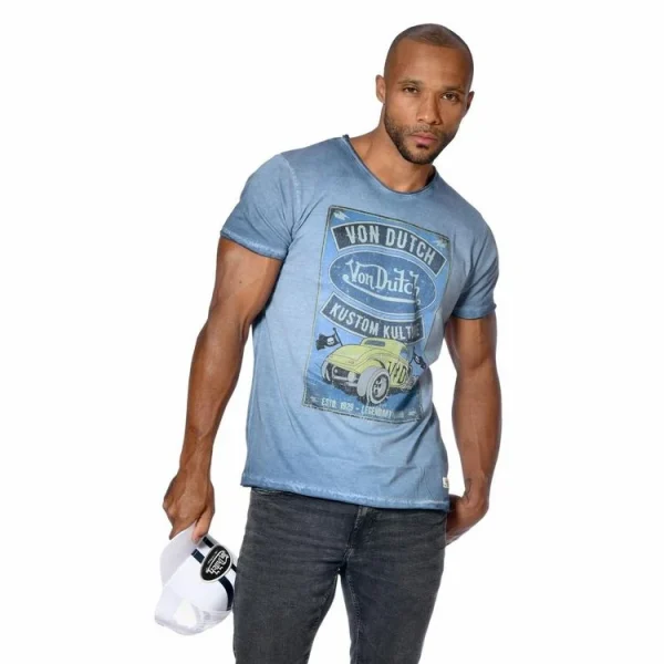 magasin Top 10 😀 VONDUTCH T-shirt Homme Col Rond Coupe Droite Effet Usé Print Devant Kolt 🔥 1