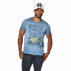 magasin Top 10 😀 VONDUTCH T-shirt Homme Col Rond Coupe Droite Effet Usé Print Devant Kolt 🔥 9