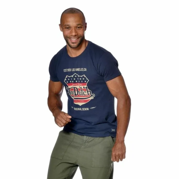 marque moins cher Tout neuf 🎉 VONDUTCH T-shirt Homme Col Rond Coupe Droite Imprimé Devant Suprem 🛒 1