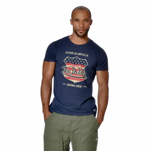 marque moins cher Tout neuf 🎉 VONDUTCH T-shirt Homme Col Rond Coupe Droite Imprimé Devant Suprem 🛒 4