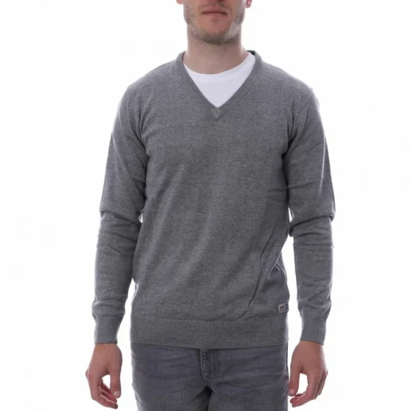 soldes pas cher Budget 🥰 HUNGARIA Pull Over Gris Homme Hungaria V Neck 😀 1