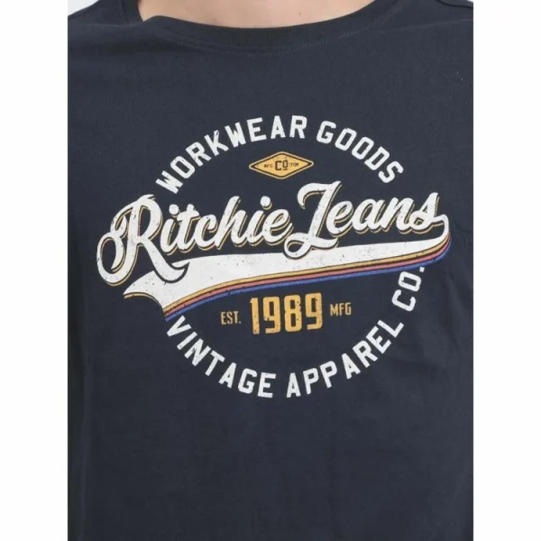 Dernières Nouveautés Vente flash 🥰 Ritchie T-shirt Manches Courtes Col Rond Pur Coton Jonak 🧨 4